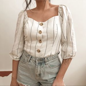 Forever 21 - Stripe French Button Up Blouse - S